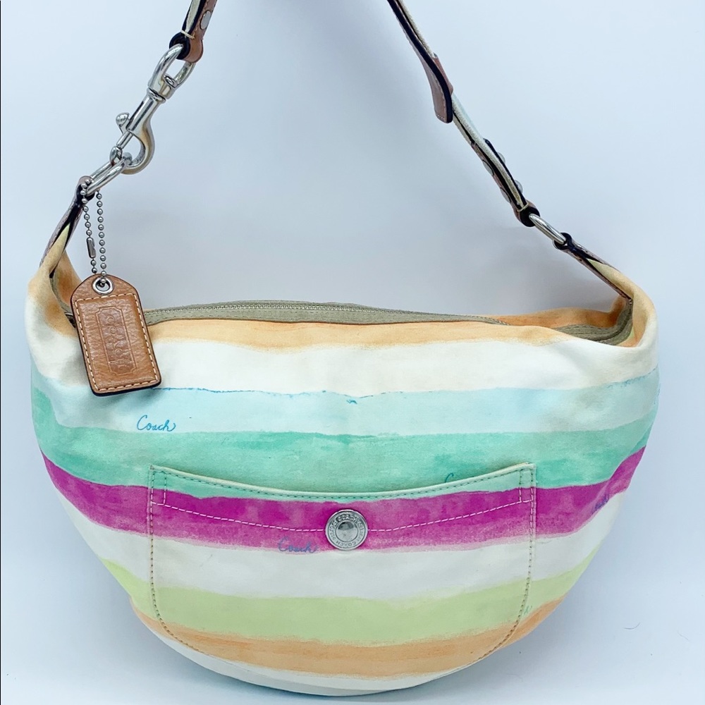 Coach Watercolor White pink blue Hobo shoulder bag